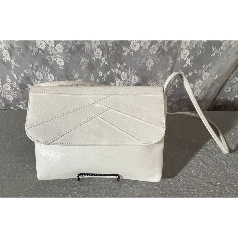Vintage 80s White Purse 1980s Retro Pleather New Wave Casual Summer Handbag